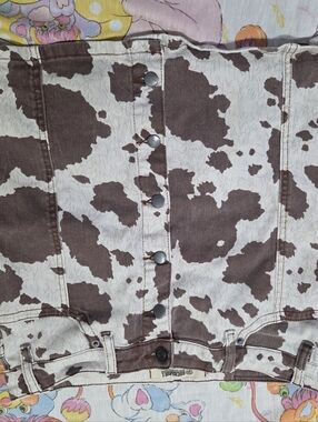 Rock & Roll denim Cow Print Button-Front Skirt